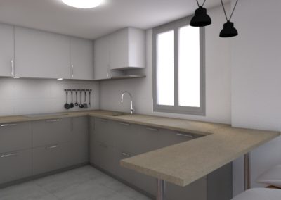 Proyecto de decoración de cocina y baño para un piso en Melide